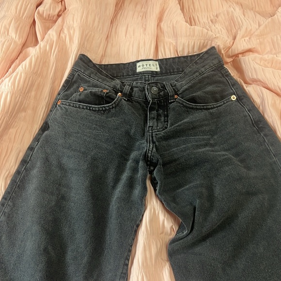 Motel Rocks Low Rise Parallel Jeans In Vintage Black - Picture 2 of 4